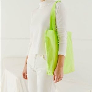 Neon lime green baggu canvas tote bag